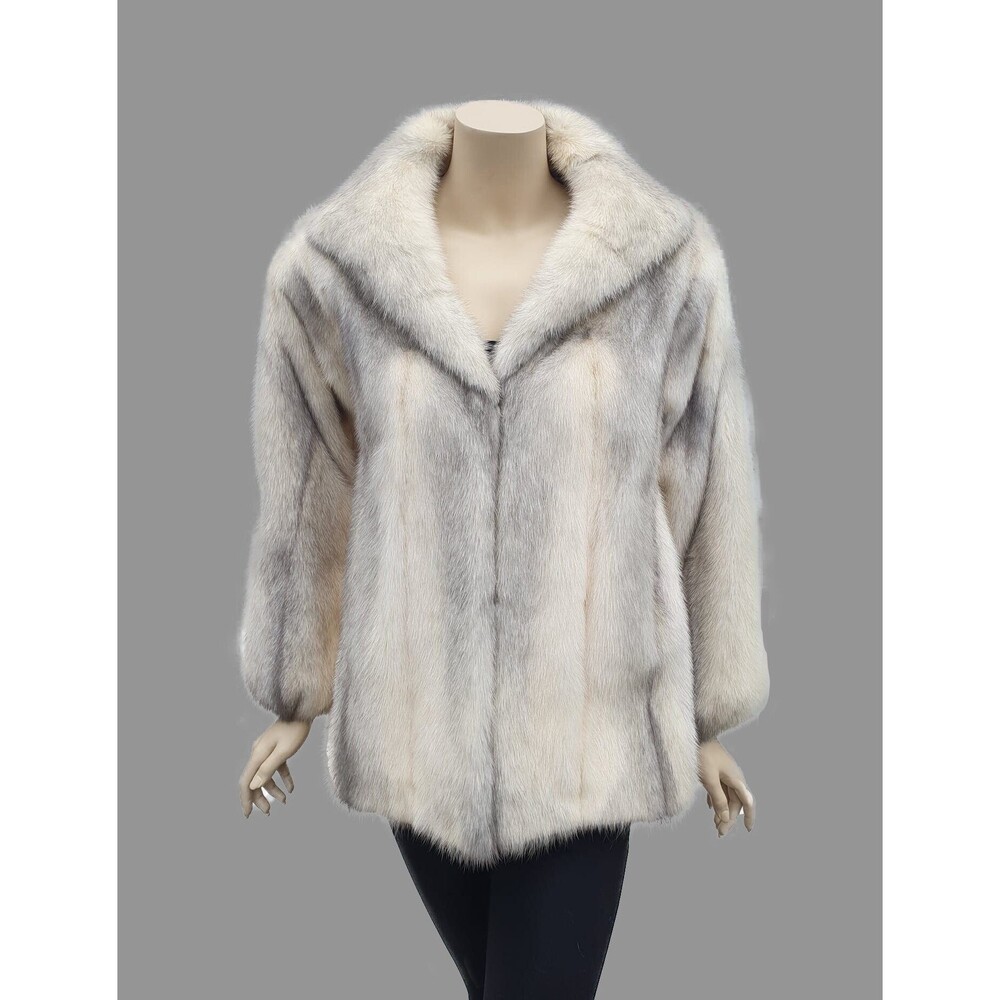 Gray Cross Mink Fur Jacket - Small